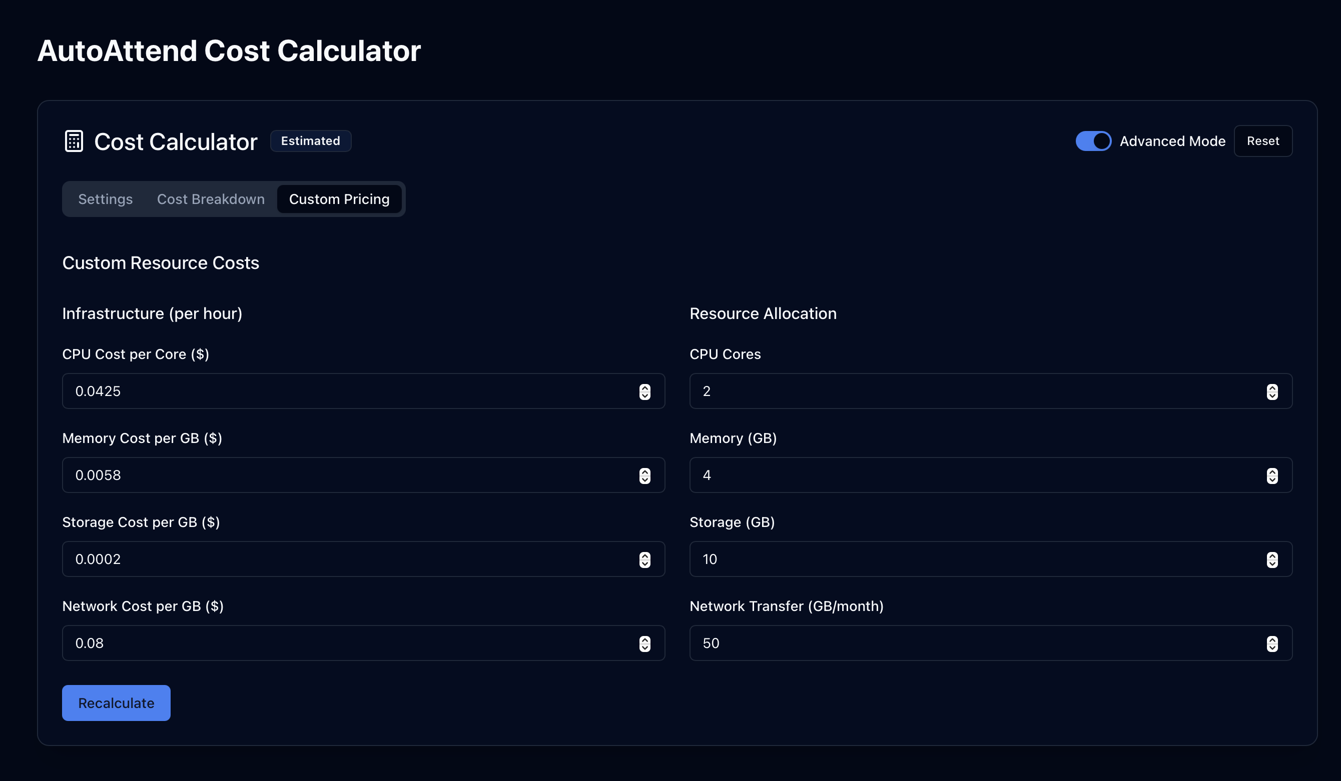 Advanced Mode Settings