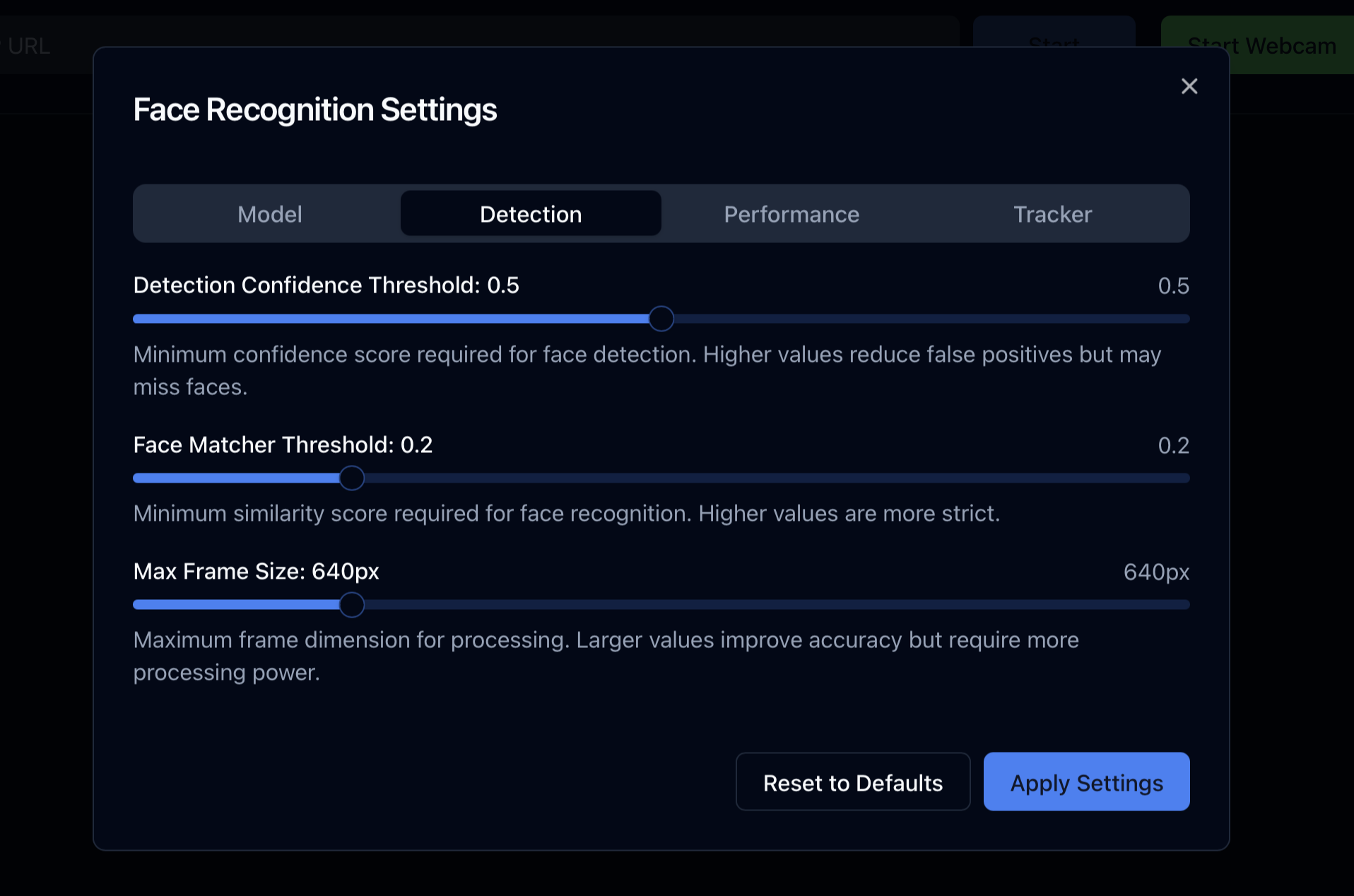 Detection Settings Tab